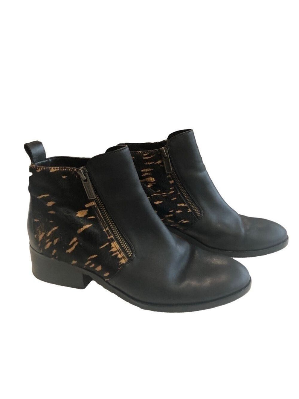 Cole Haan Size 9 leather and animal hair black ankle bootie. - Picture 2 of 12